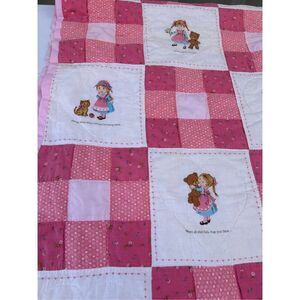 Girls pink blanket quilt kitten horse bears 39"x54"